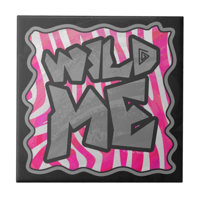 Zebra Hot Pink and White Wild Me Tile (Front)