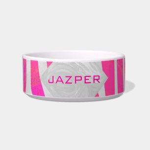 Zebra Hot Pink and White with Monogram Bowl