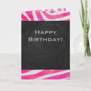 Zebra Hot Pink and White with Monogram Card