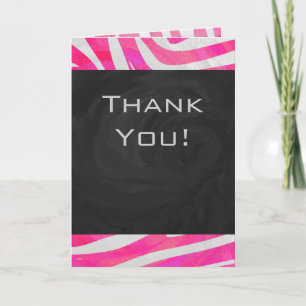 Zebra Hot Pink and White with Monogram Card