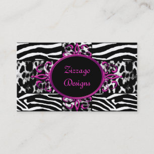 Zebra Hot Pink Black White Leopard Zebra Stripe Business Card
