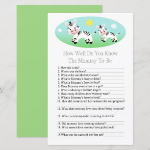 Zebra How well do you know baby shower game
