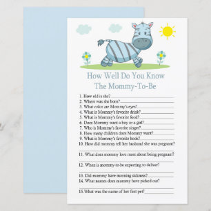 Zebra How well do you know baby shower game
