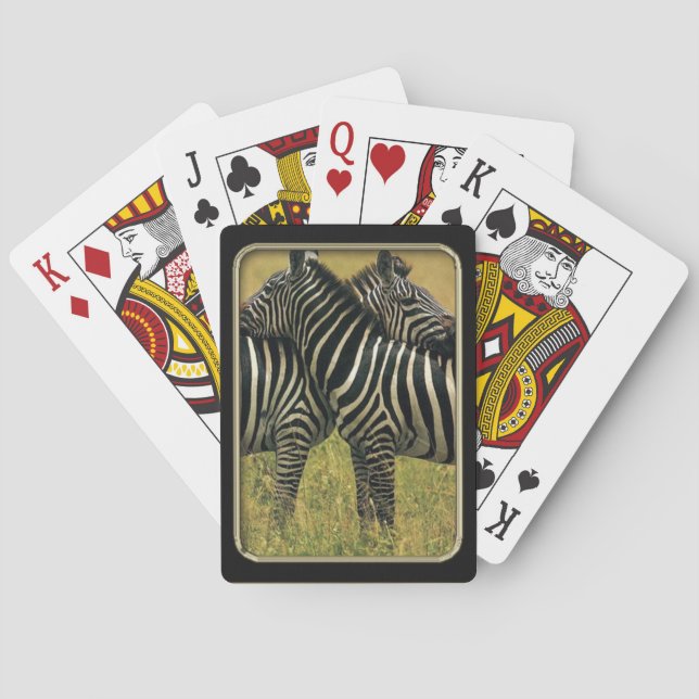Zebra Hugs Photo Art Playing Cards (Back)