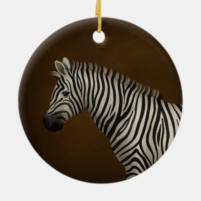 Zebra Illustration Exotic Wildlife Ceramic Ornament (Back)