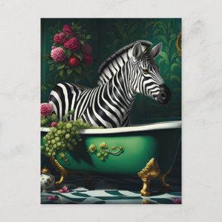 Zebra in a Bathtub Postcard