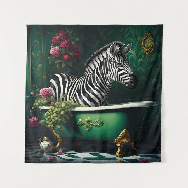 Zebra in a Bathtub Tapestry (Front)
