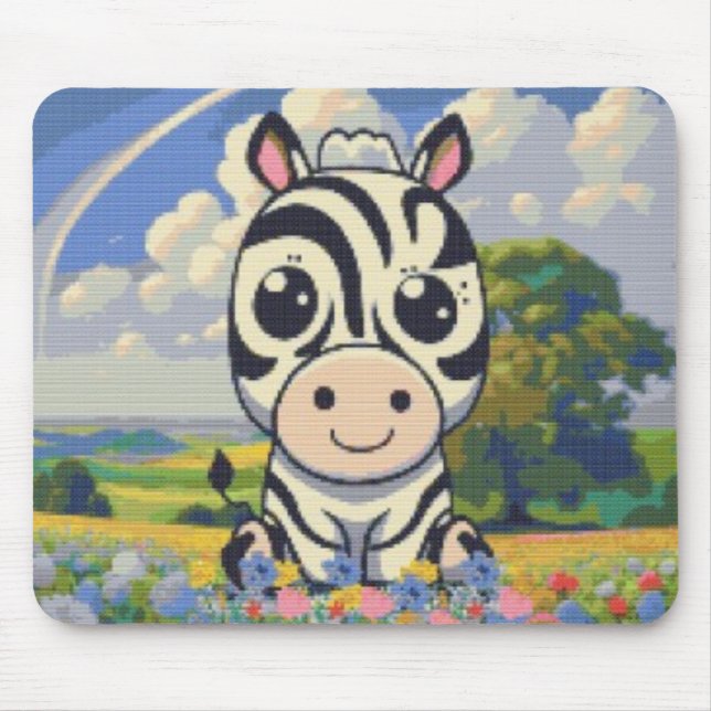 Zebra in a flower patch! mouse pad (Front)
