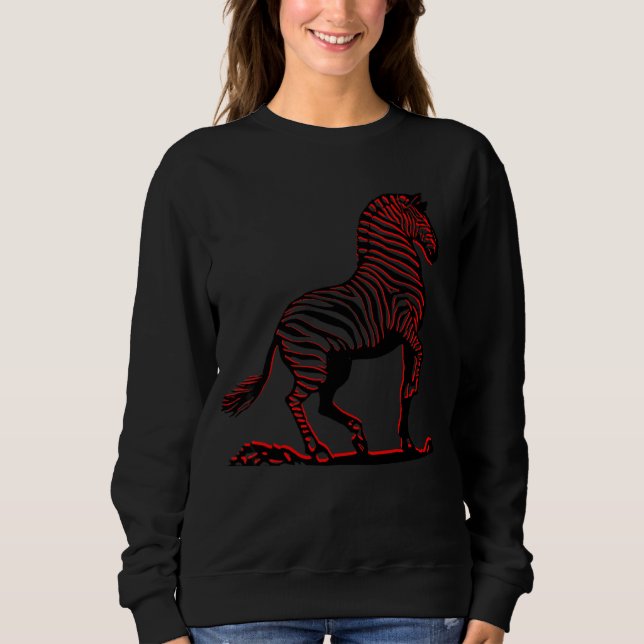 Zebra In Abstract Black And Red Sweatshirt (Front)