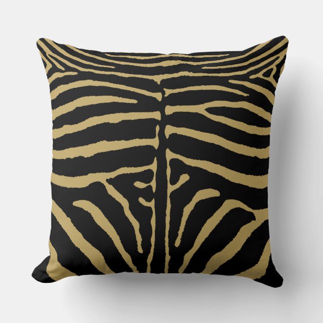 Zebra in Black and Gold Cushion (Front)
