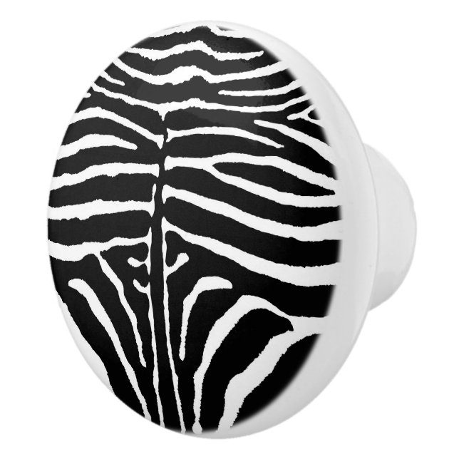 Zebra in Black and White Ceramic Knob (Right)