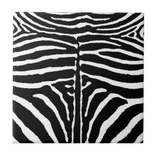 Zebra in Black and White Ceramic Tile