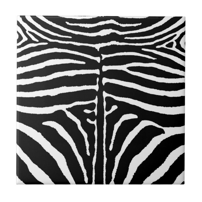 Zebra in Black and White Ceramic Tile (Front)