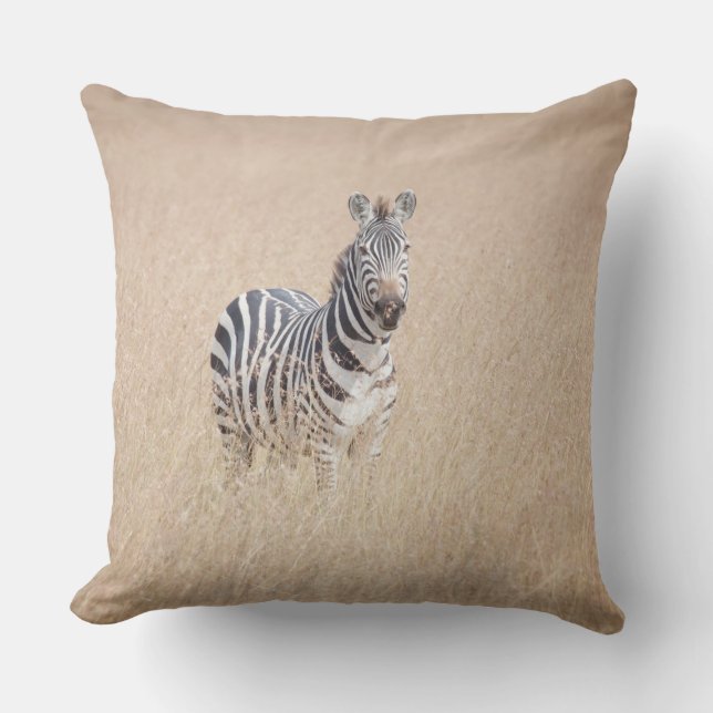 Zebra in high grass outdoor cushion (Front)