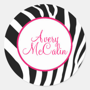 Zebra in Pink - Customised Classic Round Sticker