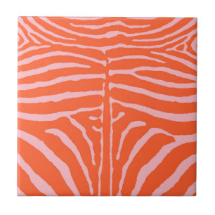 Zebra in Pink & Orange Ceramic Tile