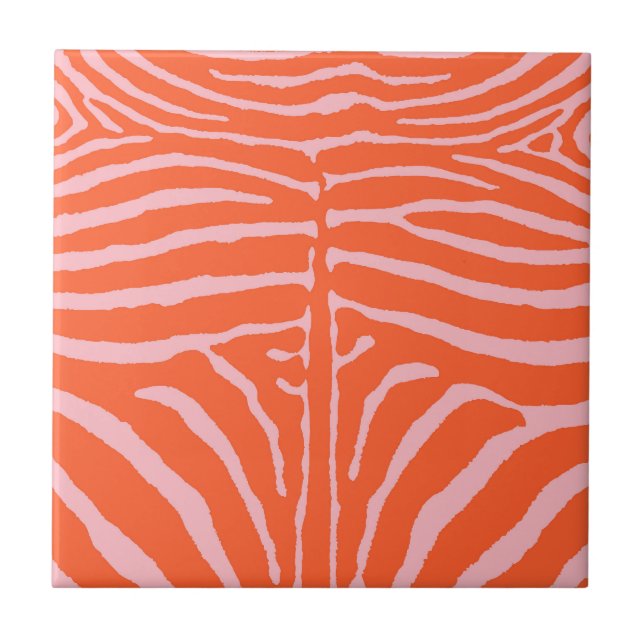 Zebra in Pink & Orange Ceramic Tile (Front)