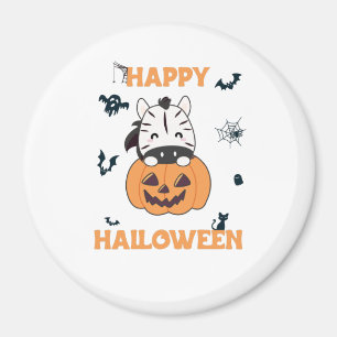 Zebra In Pumpkin Cute Zebras Happy Halloween Magnet