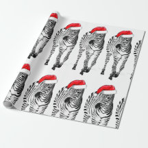 Zebra in Santa wrapping paper
