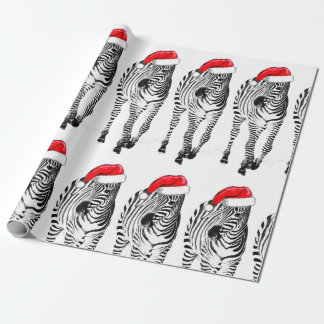Zebra in Santa wrapping paper