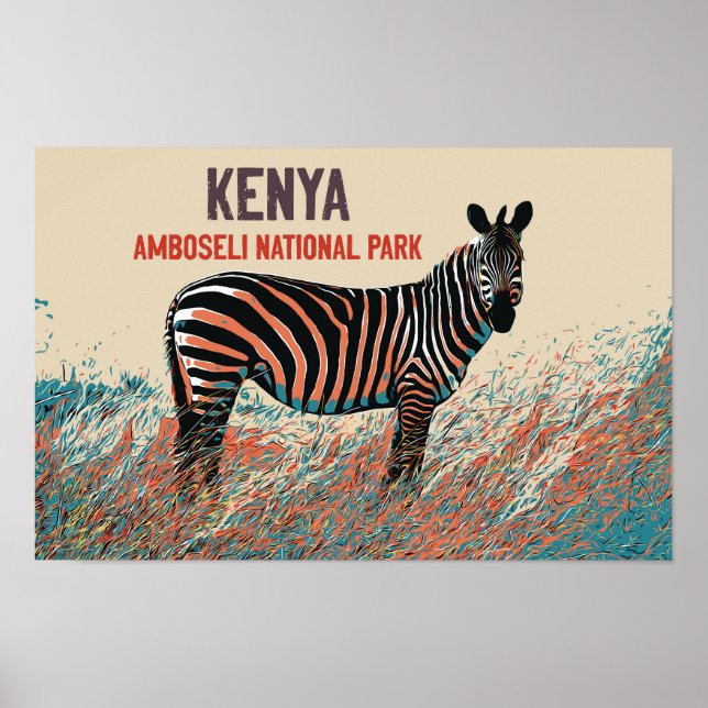 Zebra in the Amboseli National Park, Kenya Poster (Front)