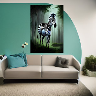 Zebra in the forest   AI Art Poster
