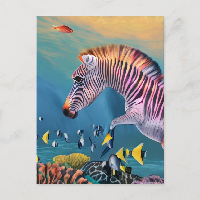 Zebra in the Ocean Postcard (Front)
