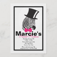 Zebra in Top Hat Invitation