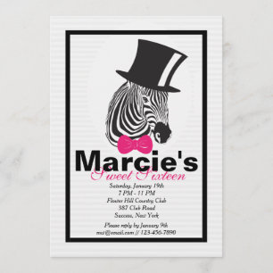 Zebra in Top Hat Invitation