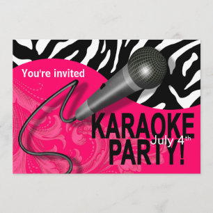Zebra Karaoke Girls' Night Out Party Invitation