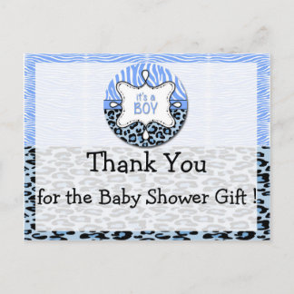 Zebra,Leopard Boy Baby Shower Thank You Postcards