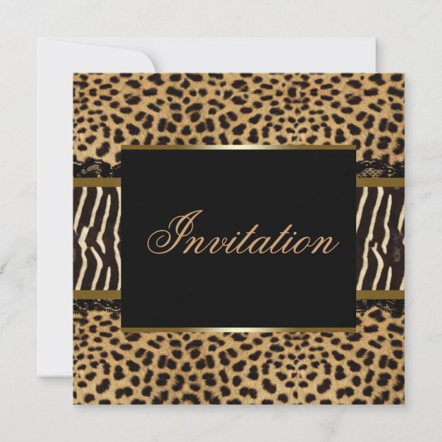 Zebra Leopard Party Invitation (Front)