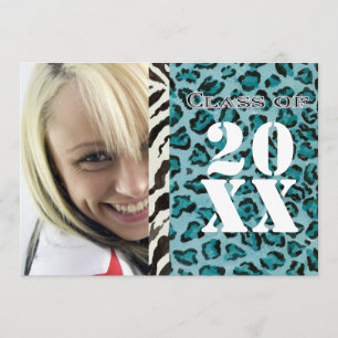 Zebra Leopard Print, Graduation Announcement