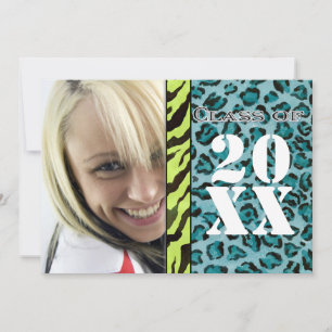 Zebra Leopard Print, Graduation Announcement