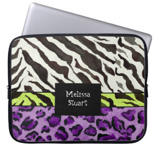 Zebra Leopard Print, Personalised Computer Sleeve