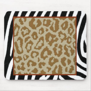 zebra leopard print red mouse pad