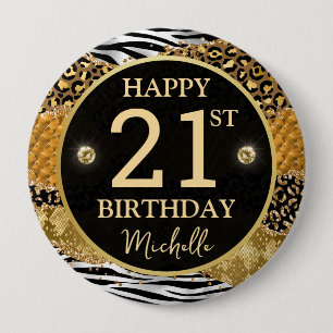 Zebra Leopard Safari Agate Birthday Badge
