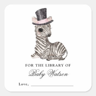 Zebra Library Book Baby Shower Square Sticker