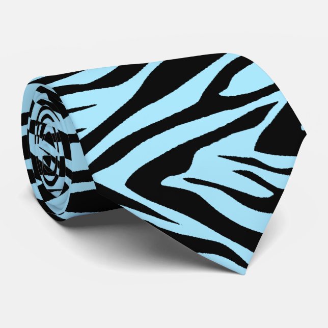 Zebra Light Blue and Black Tie (Rolled)