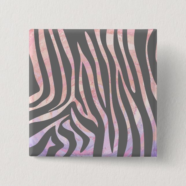 Zebra Light Grey and Pink Print 15 Cm Square Badge (Front)