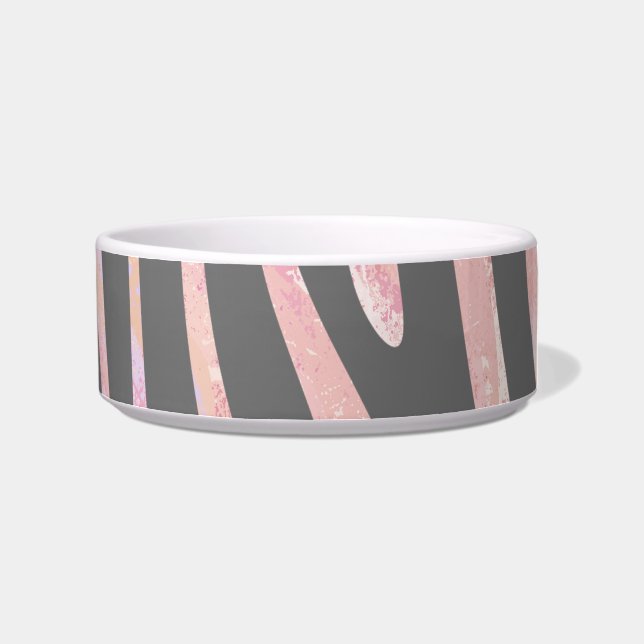 Zebra Light Grey and Pink Print Bowl (Right)