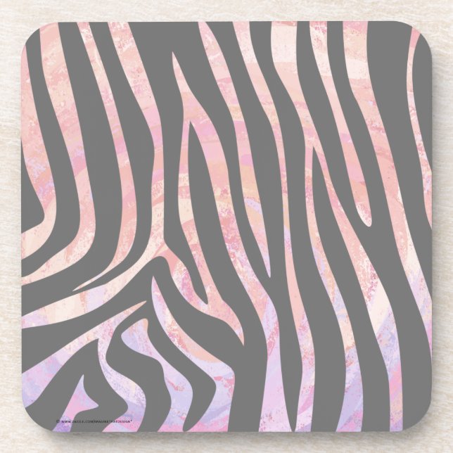Zebra Light Grey and Pink Print Coaster (Front)