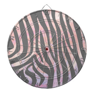 Zebra Light Grey and Pink Print Dartboard