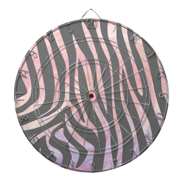 Zebra Light Grey and Pink Print Dartboard (Front)