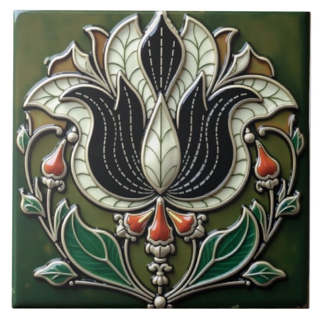 Zebra Lily in Bloom Ceramic Tile (Front)