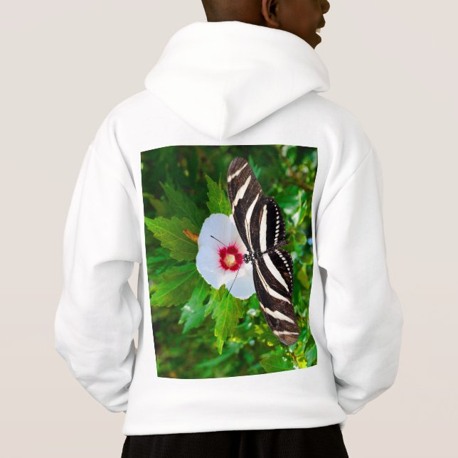 Zebra longwing butterfly on a Hibiscus Red T-Shirt (Back)