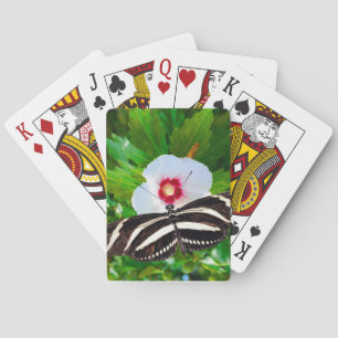 Zebra longwing butterfly on a Hibiscus Red T-Shirt Playing Cards