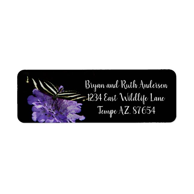 Zebra Longwing  Butterfly Return Address Label (Front)