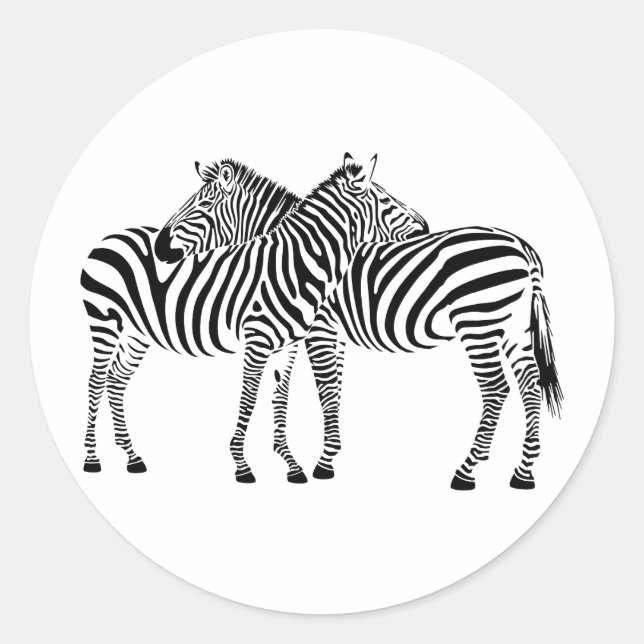 Zebra Love Classic Round Sticker (Front)