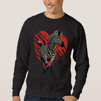 Zebra Love Heart for Valentines Day on Zebra 4 Sweatshirt